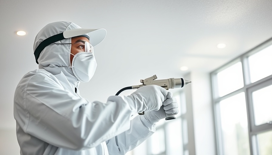 Professional removing popcorn ceilings with a spray gun.