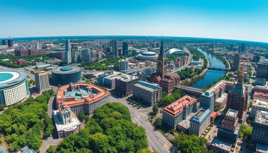 Scenic aerial view of affordable places to live in Michigan cityscape.