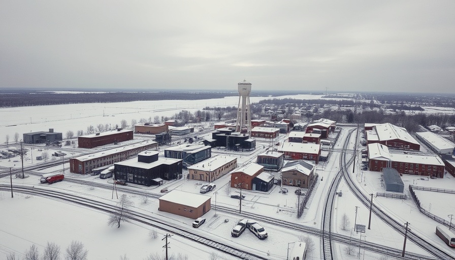 Aerial view of affordable places to live in Nebraska during winter.