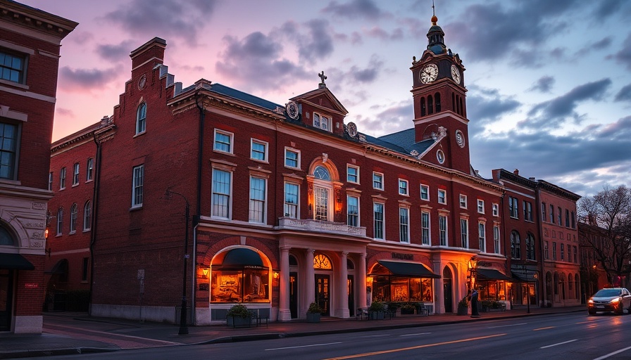 Historic building in North Carolina at dusk.