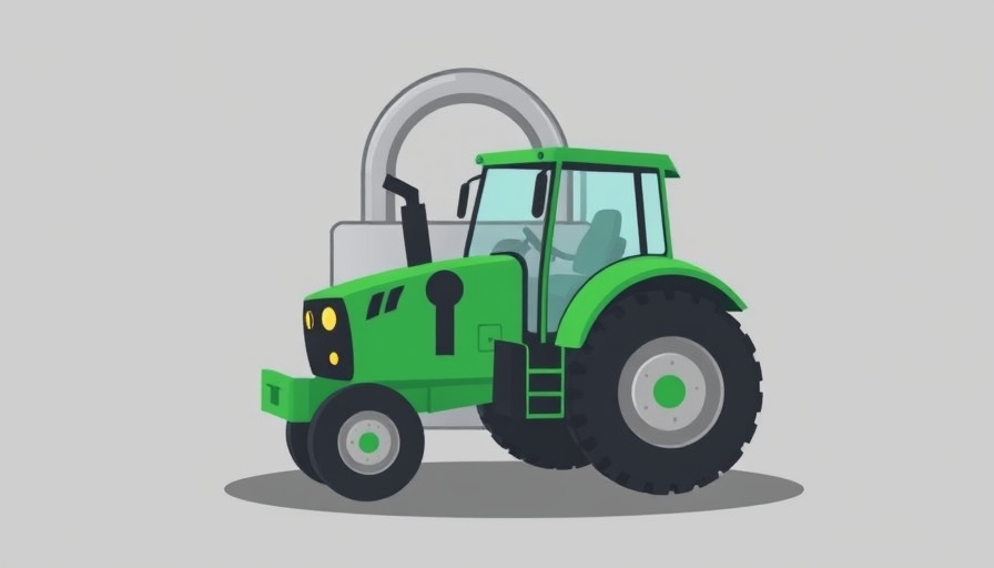 Green tractor breaking padlock, symbolizing digital transformation news.