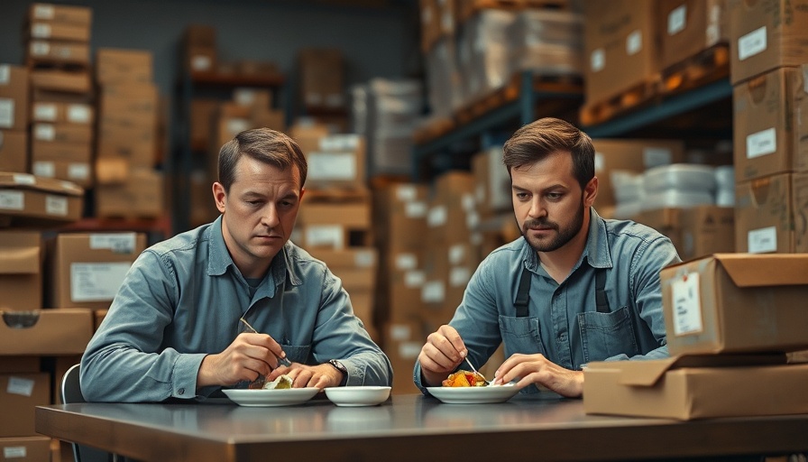 Warehouse workers having lunch among boxes, China trade talks context.