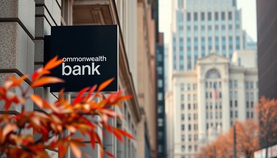Australia banking earnings: Commonwealth Bank sign on city street.