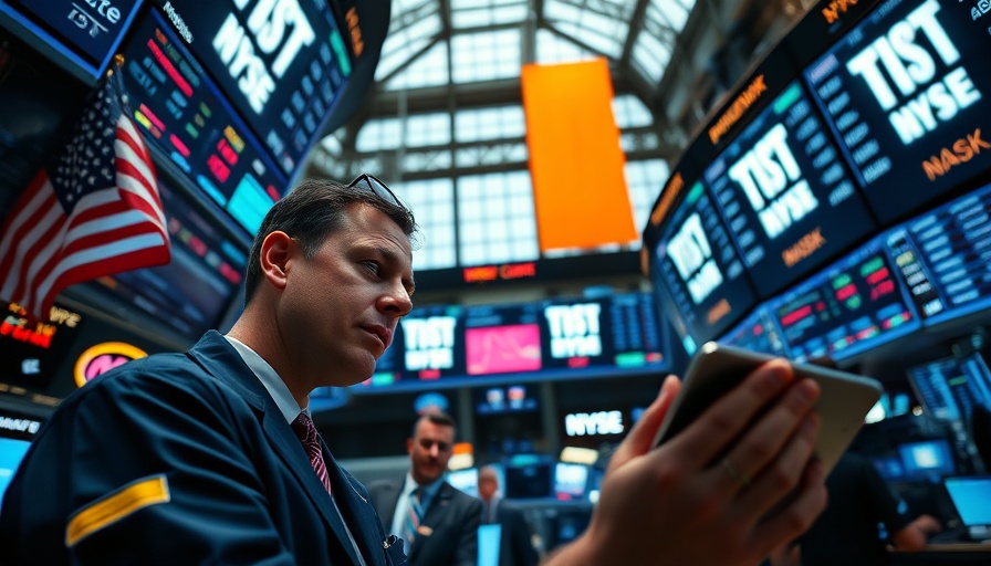 Stock trader analyzing markets on NYSE trading floor.