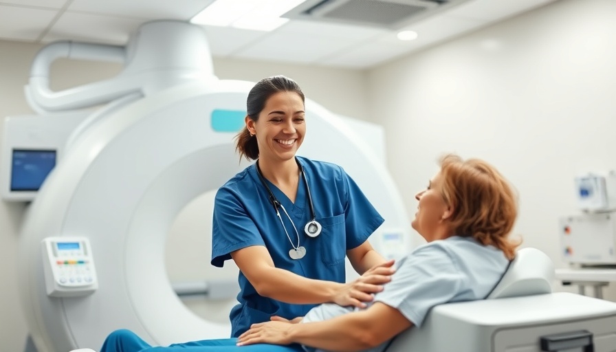 Medical professional assisting MRI patient for heart age and cardio health.