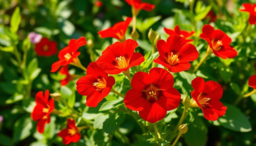 Vibrant red nasturtium flowers; best nasturtium varieties blooming.