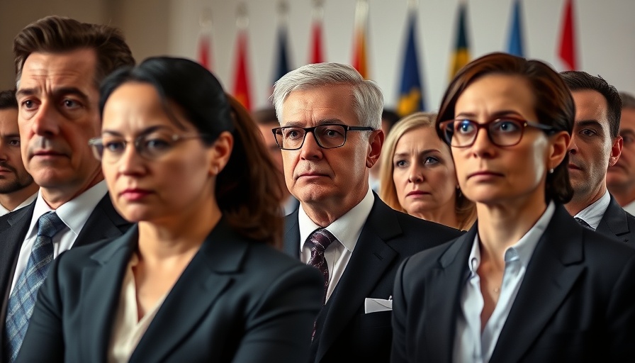 Serious people at formal event reflect on Apple tariffs costs