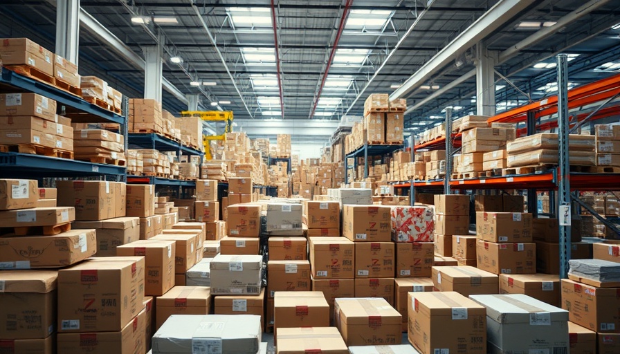 Logistics hub with packages, symbolizing U.S.-Japan trade discussions.