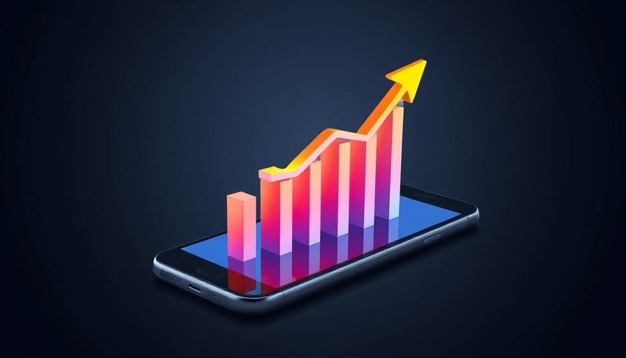 Dynamic stock market news illustration with graphs and smartphone.