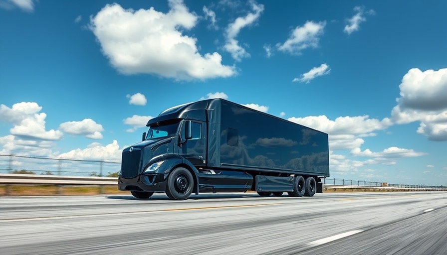 Aurora driverless semi-truck on highway under blue sky.