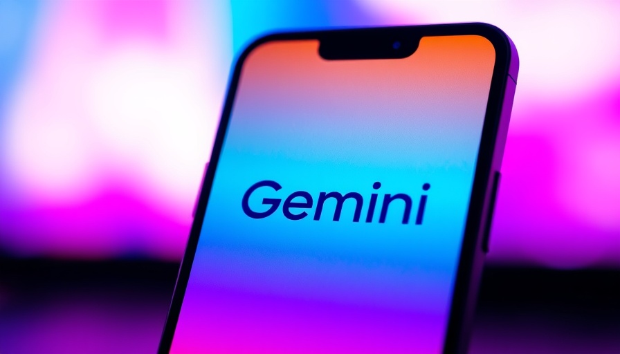 Smartphone displaying Gemini logo with colorful background for Google Gemini Chatbot for Kids.