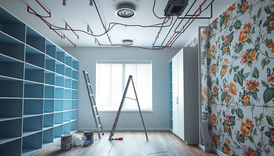 Walk-in closet under renovation with wires for recessed lights.
