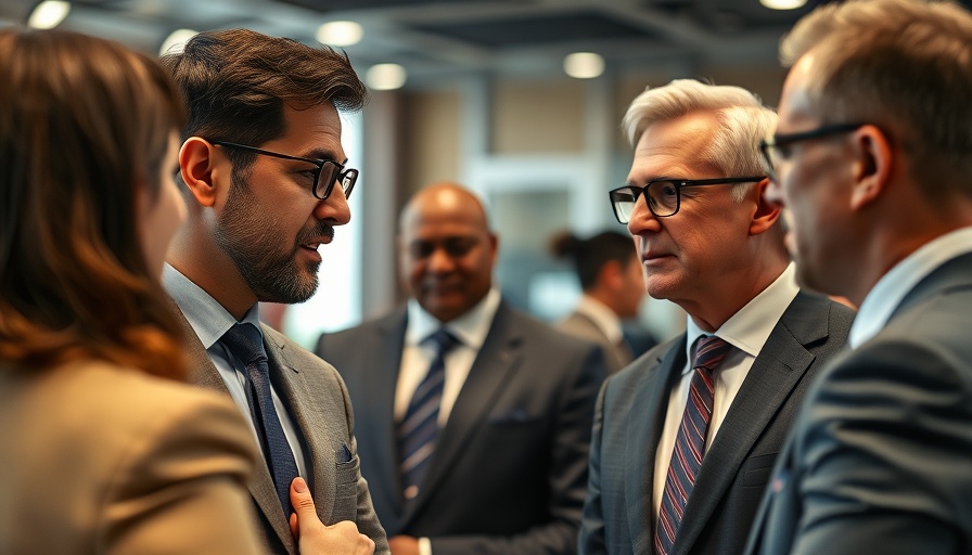 Business professional in discussion at Berkshire Hathaway event.