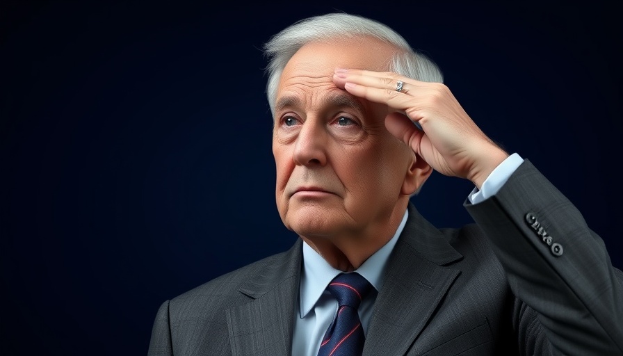 Thoughtful elder shielding eyes, looking distant, Warren Buffett advice.