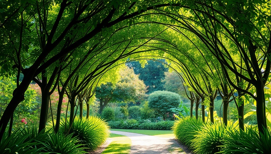 Serene garden path under green archway, future of gardening.