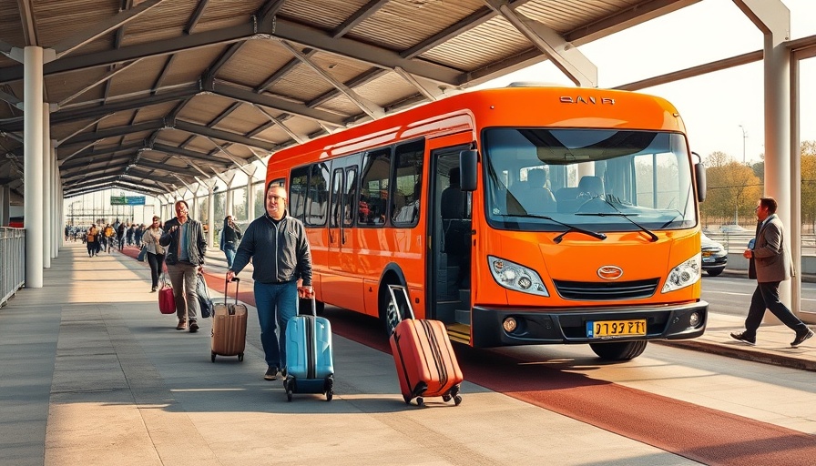 Larkspur shuttle service expansion with orange van and travelers.