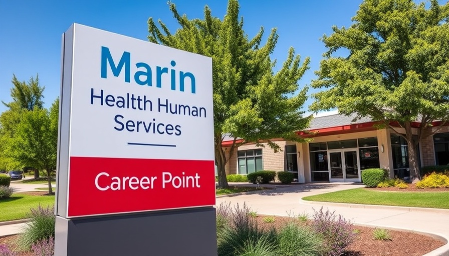 Sign for Marin Health and Human Services with office building in background in local news today.