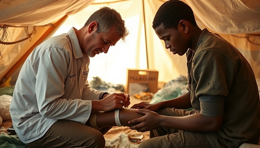 Humanitarian crisis in Gaza: aid worker tending to a boy's wound.