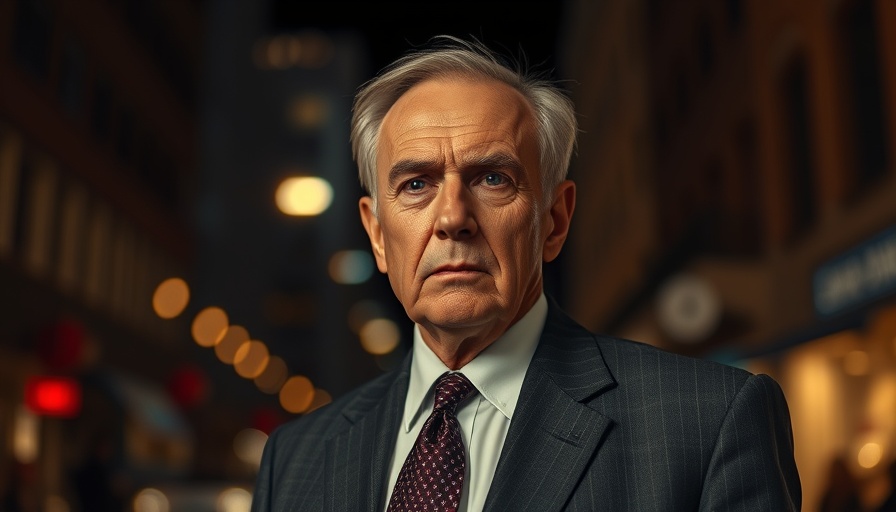 Older man in a suit with bokeh lights, upholding US Constitution.
