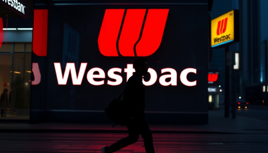 Silhouette in front of Westpac logo highlighting missed profit estimates
