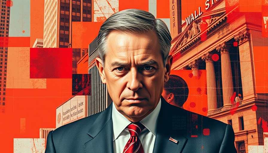 Stylized collage depicting Corporate America's opposition to tariffs.