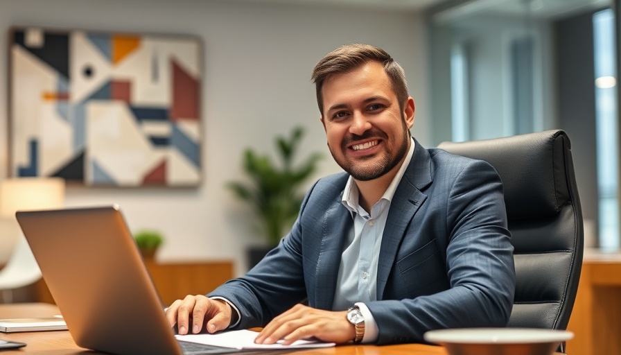 Mature professional in office with abstract art backdrop, private equity market trends.