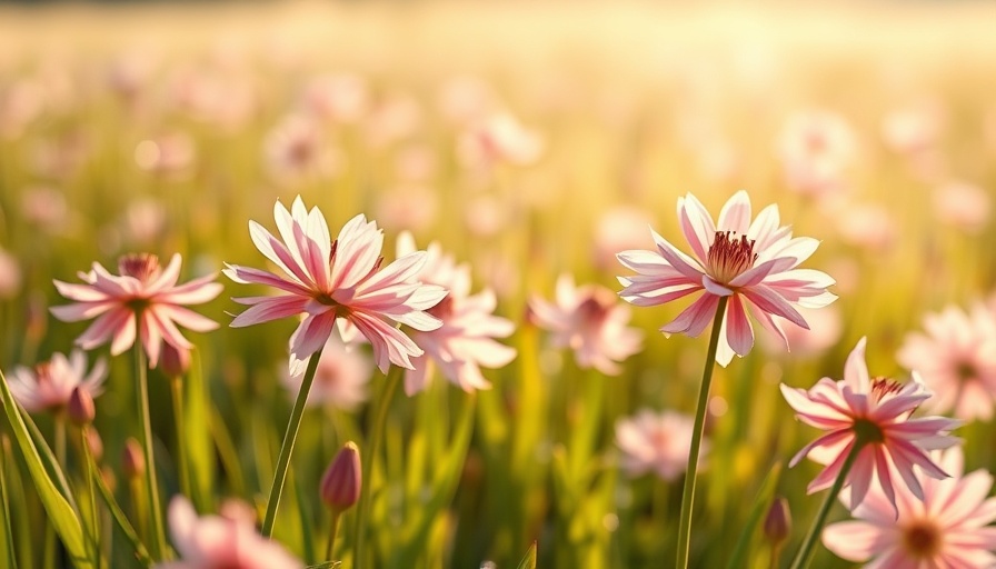 Blooming prairie onions in sunlit meadow