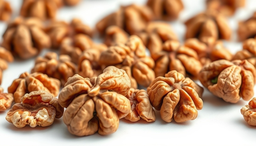 Scattered walnuts showcasing health benefits of walnuts, crisp and detailed.