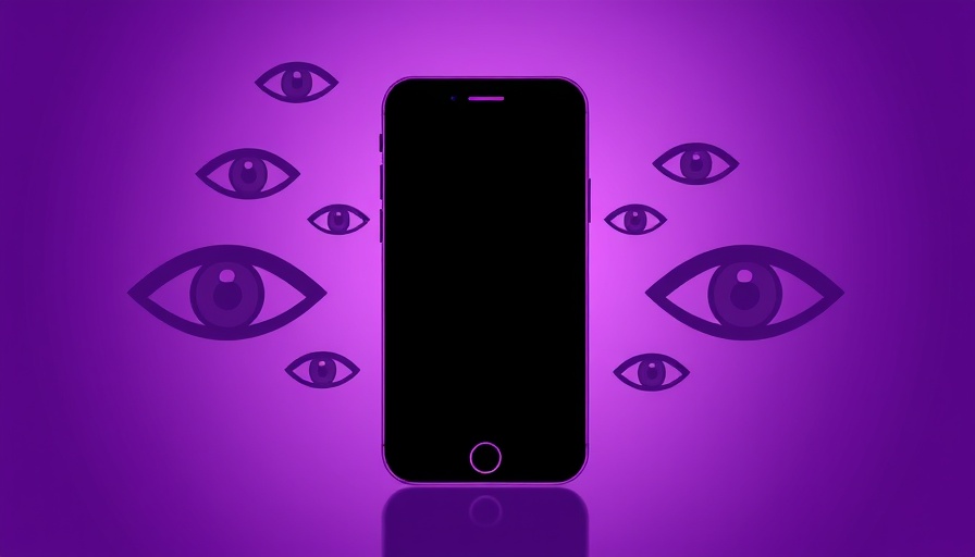 Abstract smartphone illustration with eyes, representing TeleMessage hack concept.