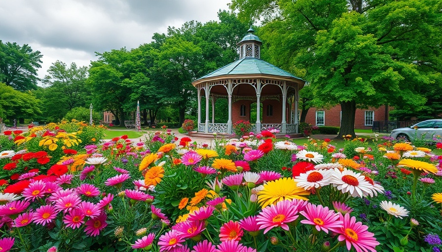 Vibrant garden and historic gazebo in Colorado, showcasing most affordable places to live.