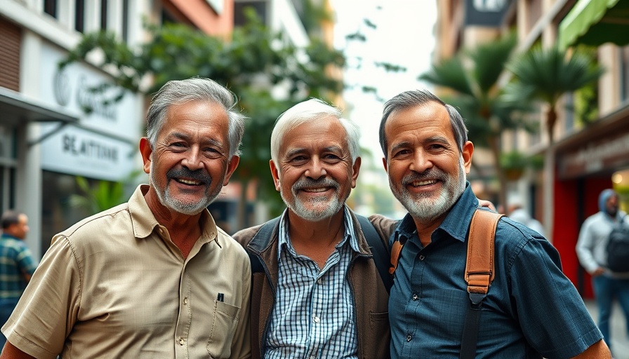 Two men in city street, casual and smiling, how to start a business.