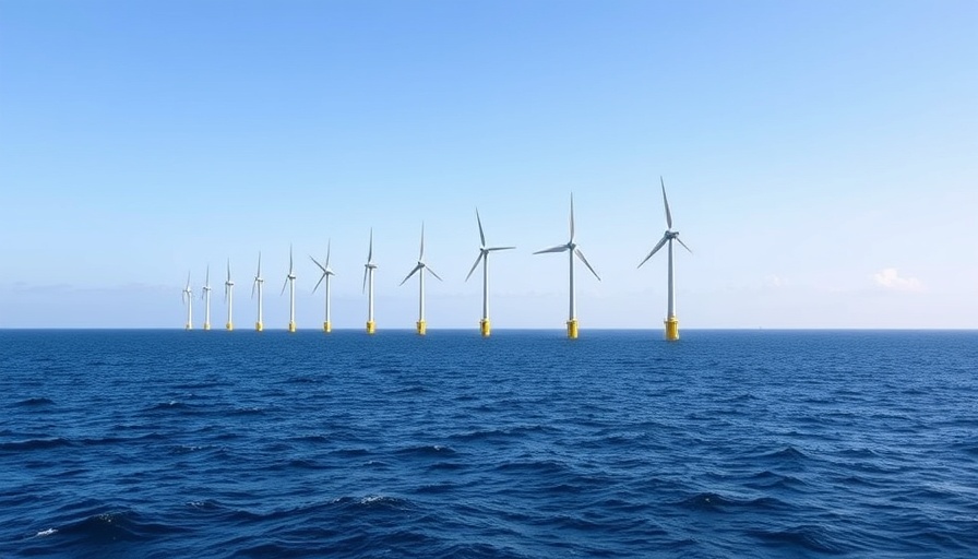 Offshore wind turbines against blue sky for Trump wind energy lawsuit context.