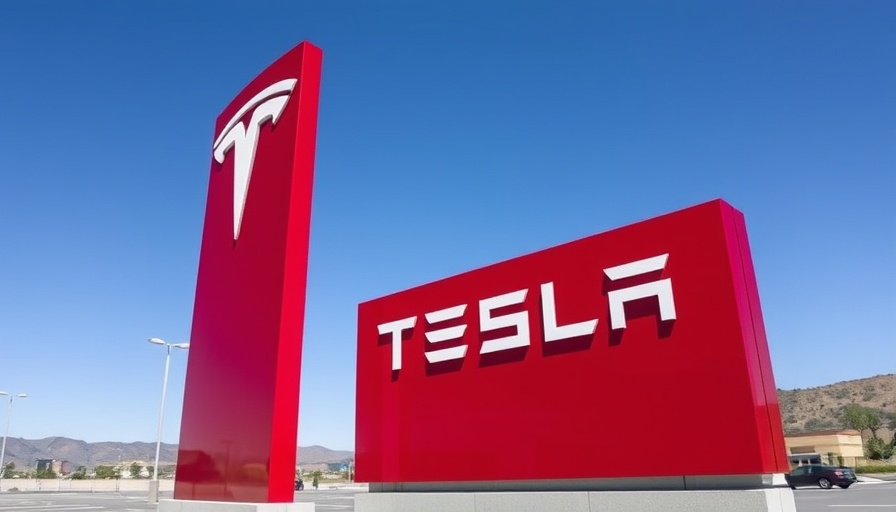 Tesla sales slump in Europe: red Tesla sign in clear sky