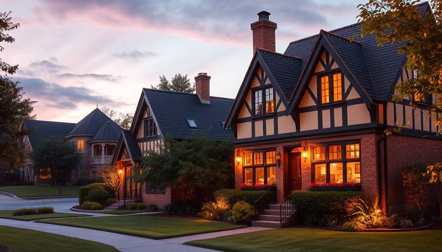 Charming Tudor-style house at dusk, explore home buying tips