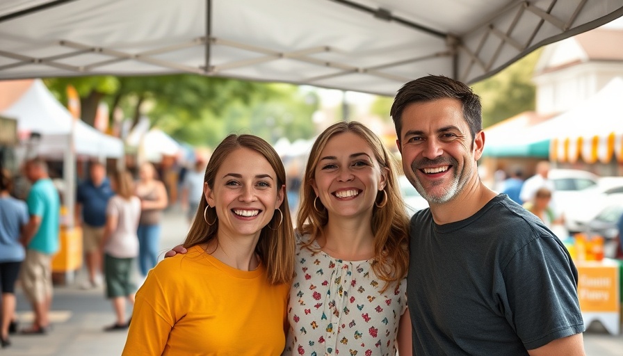 Cheerful family at Community Music Events Marin under event tent.