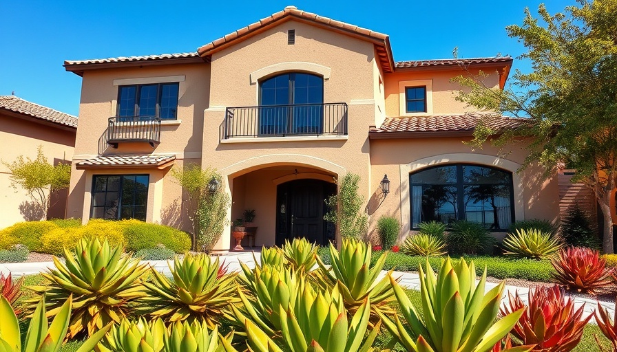 Charming Mediterranean-style home with garden, ideal for home inspections.