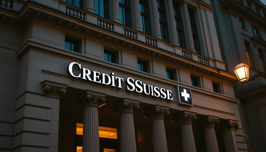 Credit Suisse building facade in evening light, representing banking ethics.