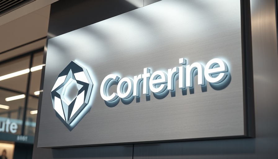 Futuristic Palantir signage with sleek logo.