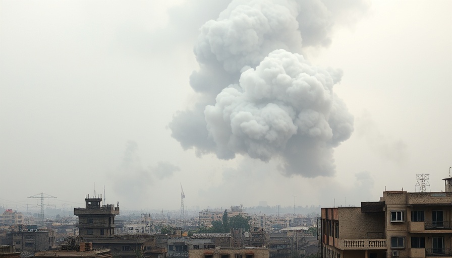 Cloud of smoke over Gaza after Israeli offensive strike.