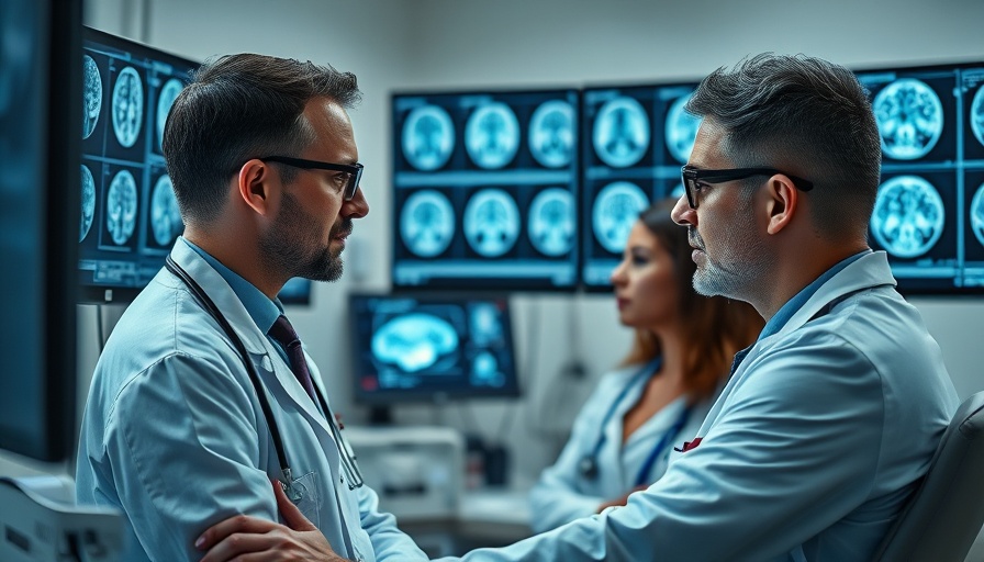 Medical team analyzing brain scans in a clinical setting.