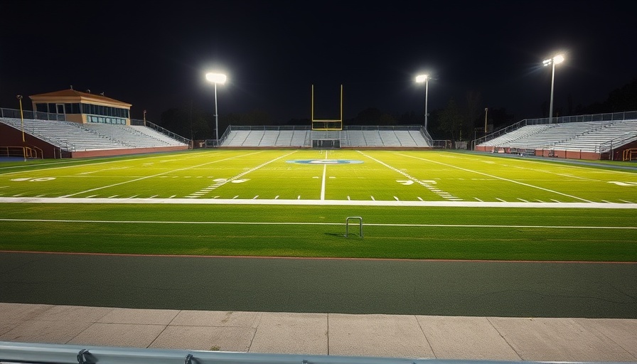 Marin Catholic football field illuminated at night with field lights; injunction context.