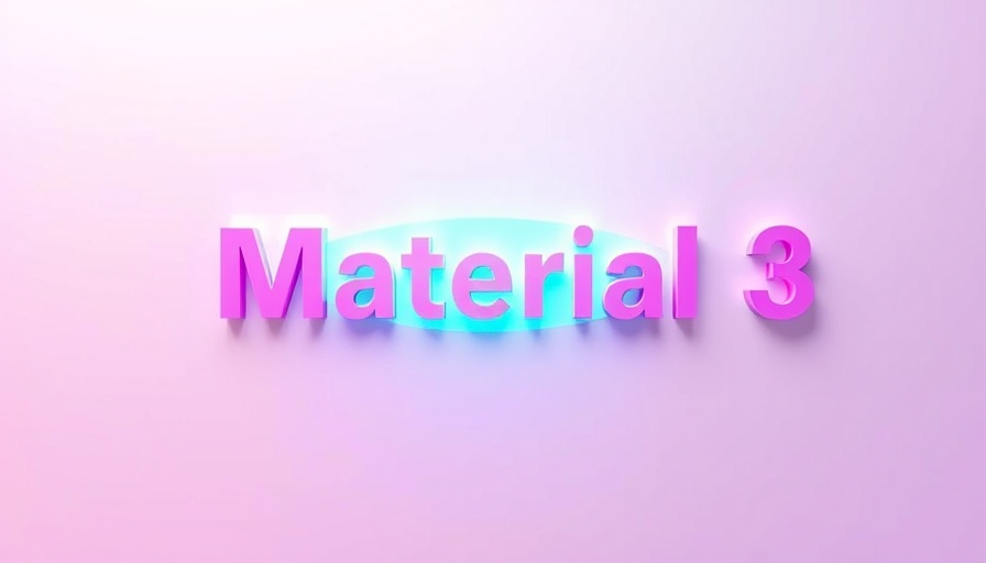 Material 3 Expressive design with glowing text and pastel gradient.