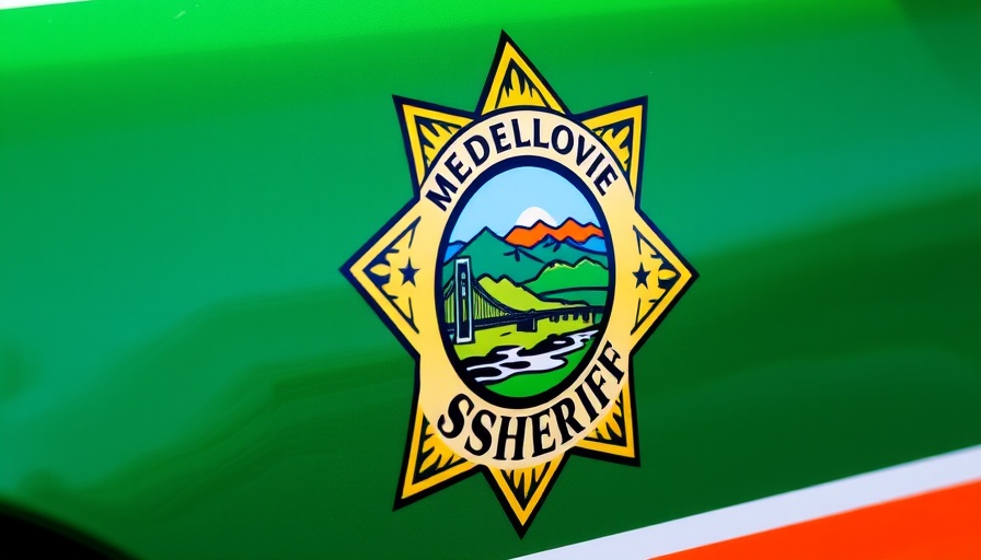 Marin County Sheriff badge emblem on vehicle, local news updates.