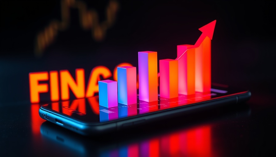 3D bar graphs on smartphone with growth arrow, Oil Price Trends.
