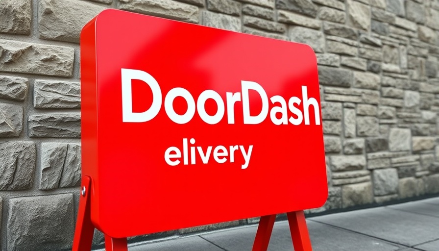 DoorDash delivery sign in urban setting, related to DoorDash Deliveroo Acquisition.