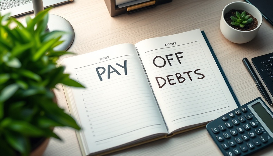 Planner showing 'PAY OFF DEBTS' with plant and calculator.