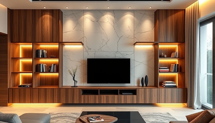Modern TV wall unit designs with stylish warm lighting
