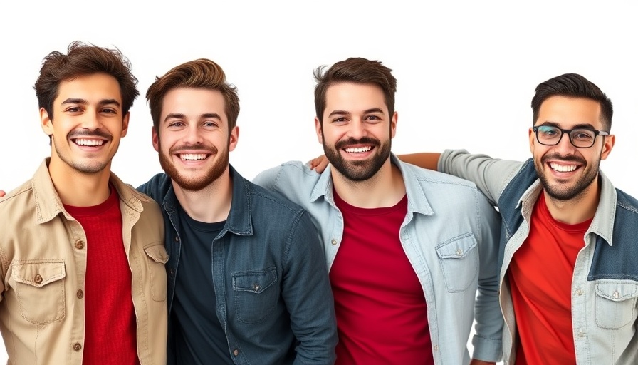 Cheerful team of four men in casual attire