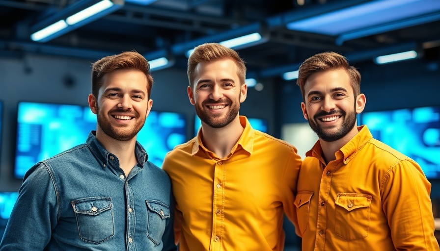 Cheerful men in studio reflecting teamwork for AI-powered e-signature platform.