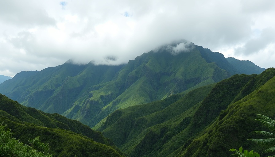 Breathtaking Hawaiian landscape with lush green valley and mountains.